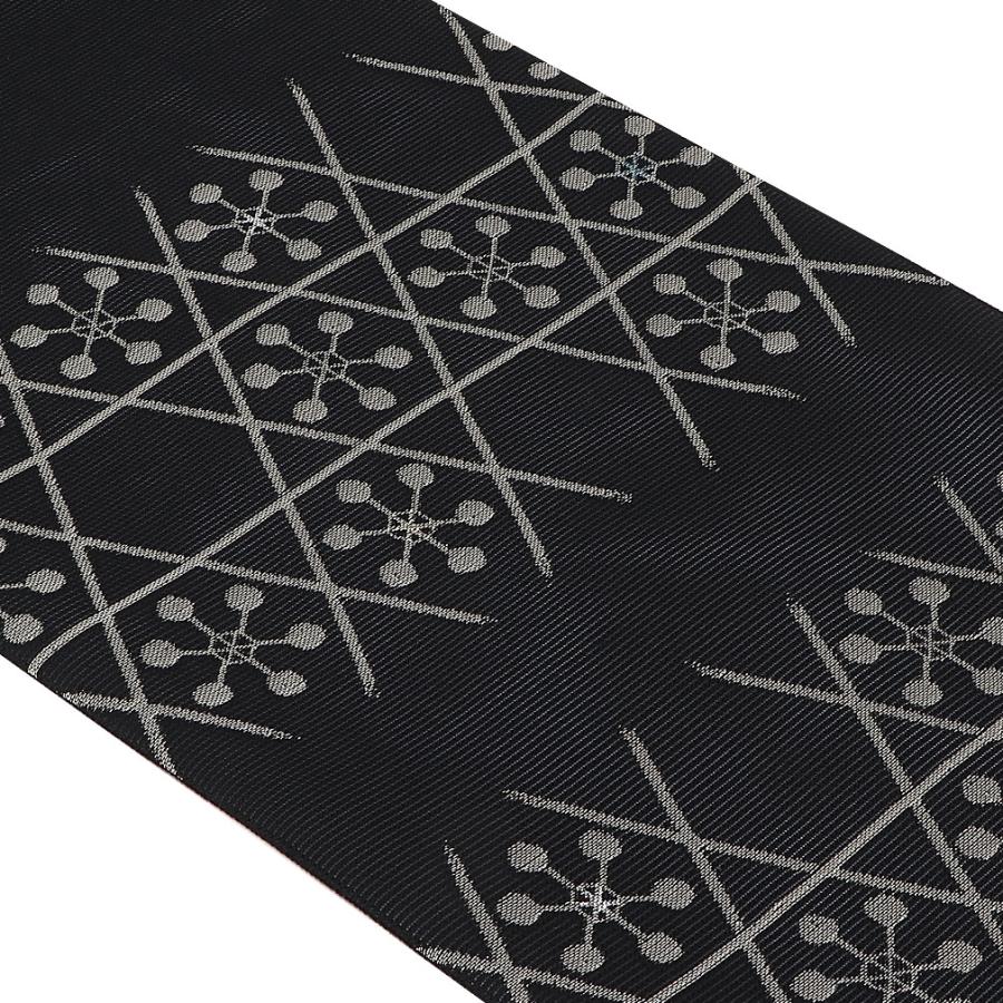 Kisste 夏帯 袋帯 夏袋帯 黒 籠目に雪結晶 正絹 訪問着 色無地 小紋 紬  