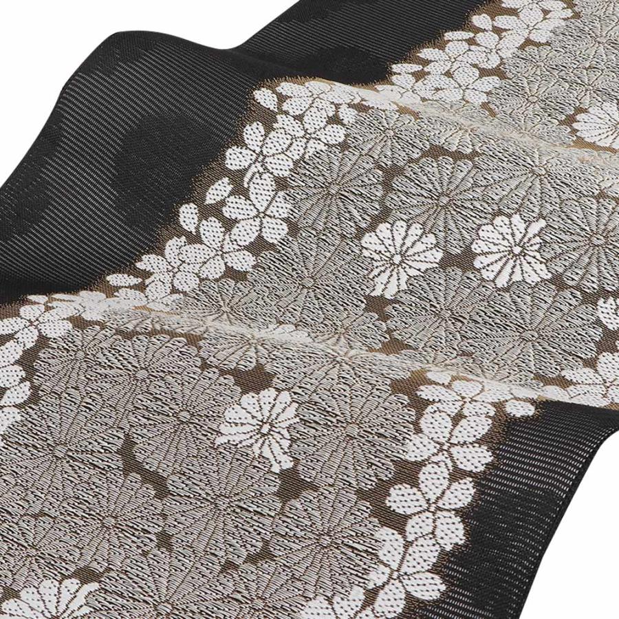 Kisste（キステ） 夏帯 袋帯 夏袋帯 黒 白 金 銀 桜 菊 西陣織 正絹