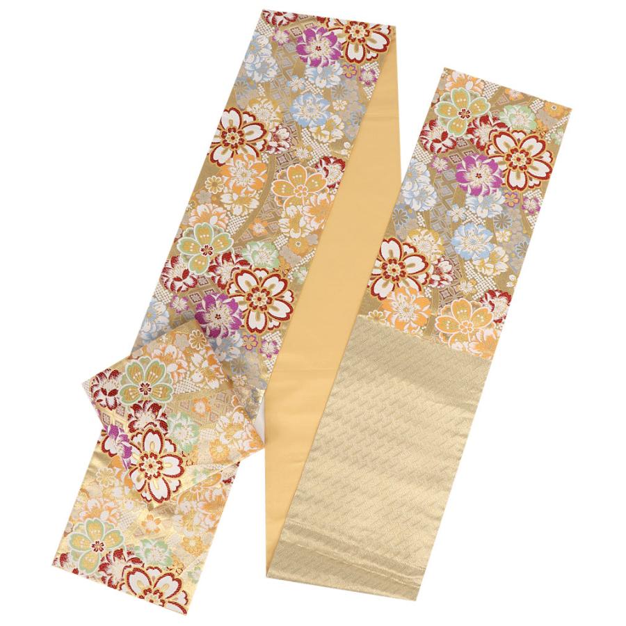 振袖フルセット6点サイズS〜M送料込み12800円桜金駒刺繍西陣泊袋帯　美品 振袖フルセット 6点セット 金彩 本金 鶴 桜 かのこ模様