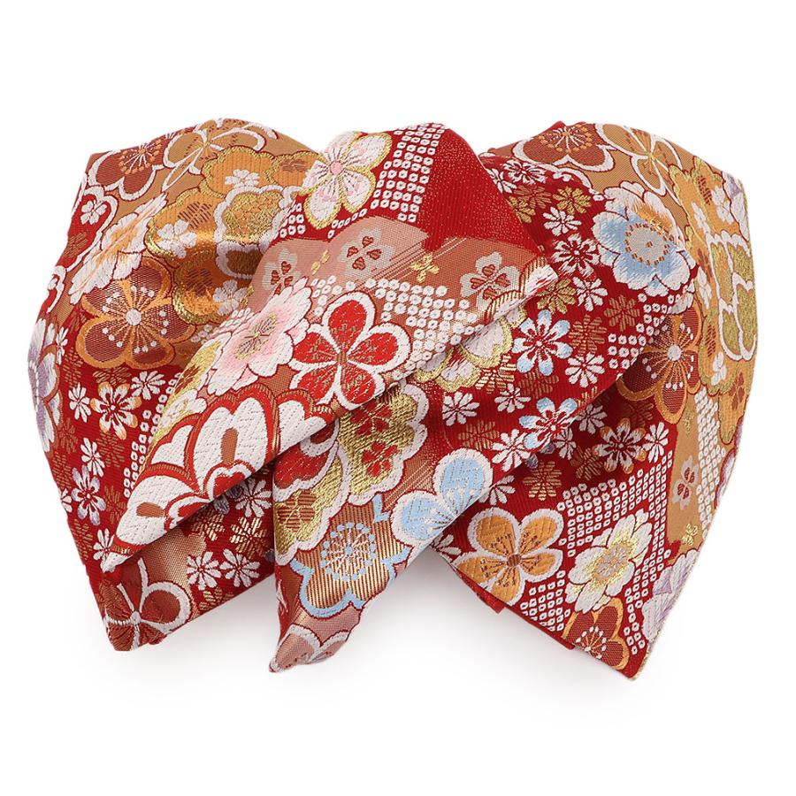 京都 西陣 振袖用 袋帯 成人式 フォーマル 正絹 結婚式 美品 花 sa11 Kisste（キステ） 袋帯 振袖用 帯 長尺 長尺サイズ 成人式 赤 梅 桜