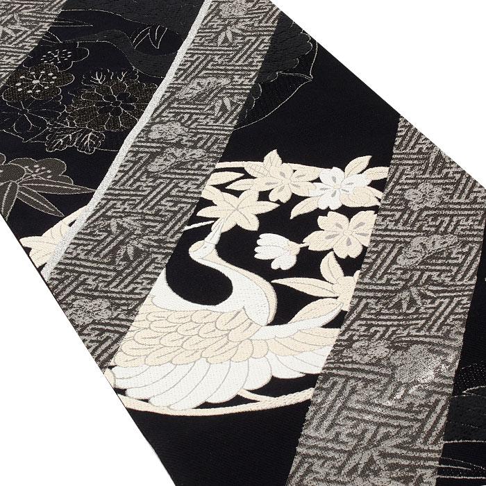 Kisste（キステ） 振袖 帯 袋帯 成人式 ブラック 鶴 松竹梅 桜 菊