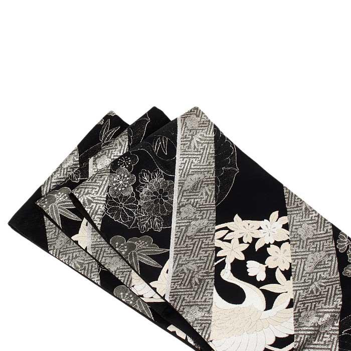 Kisste（キステ） 振袖 帯 袋帯 成人式 ブラック 鶴 松竹梅 桜 菊