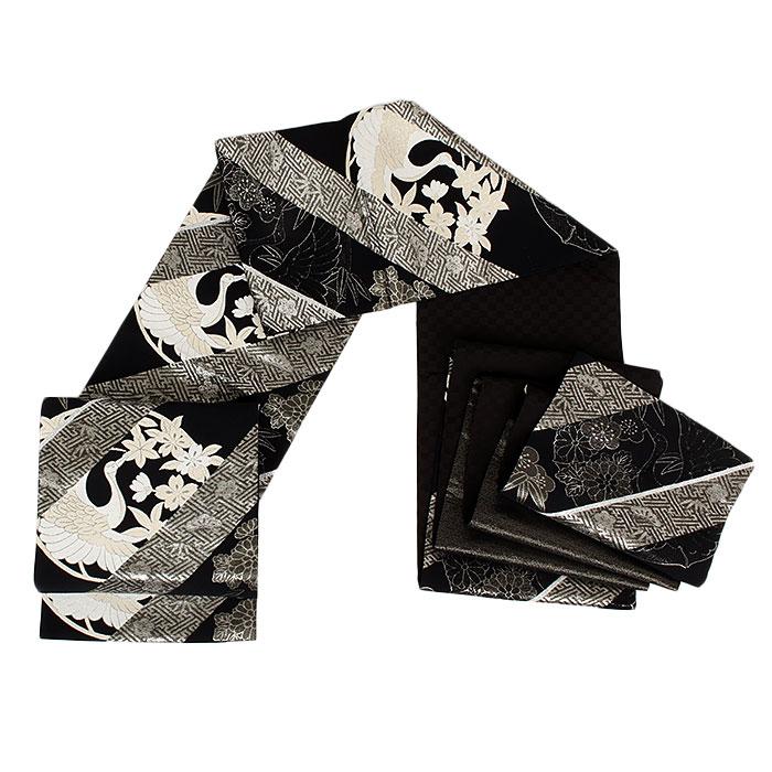 Kisste（キステ） 振袖 帯 袋帯 成人式 ブラック 鶴 松竹梅 桜 菊