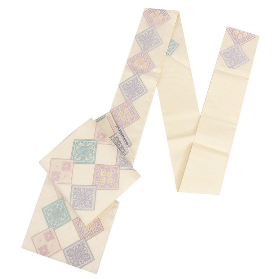 Kisste（キステ） 名古屋帯 正絹 新品 九寸名古屋帯 クリーム 薄黄 藤