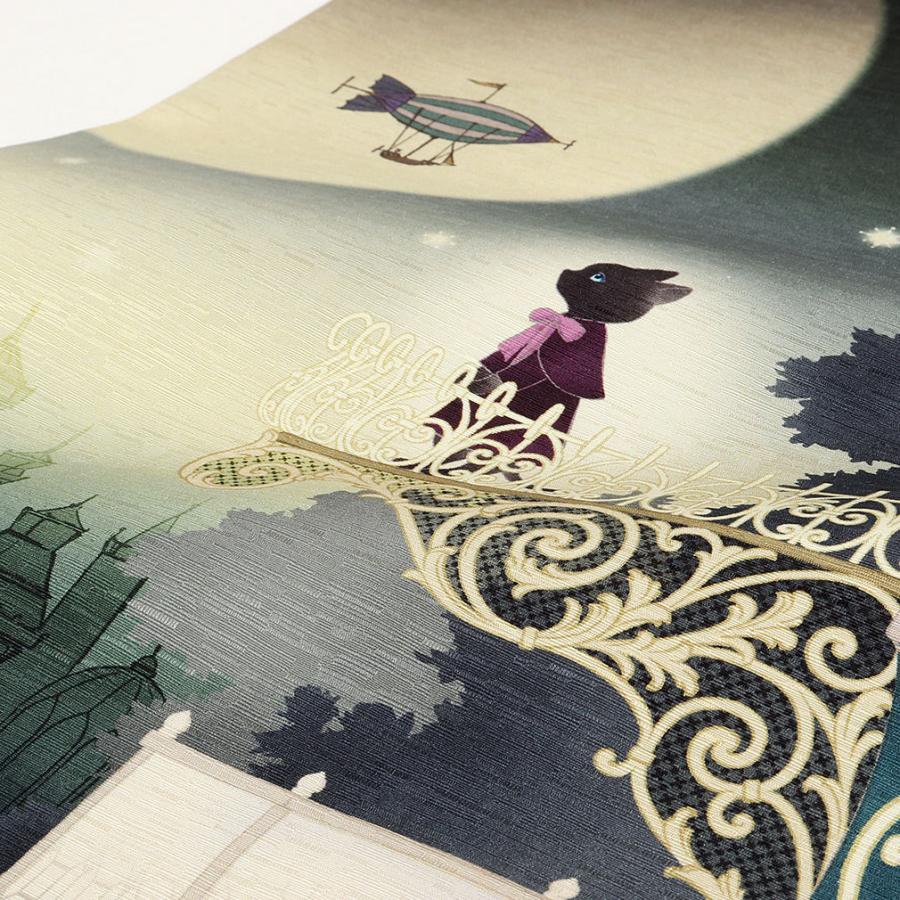 Kisste（キステ） 京袋帯 正絹 帯 WAKKA モスグリーン 天空の城 色無地