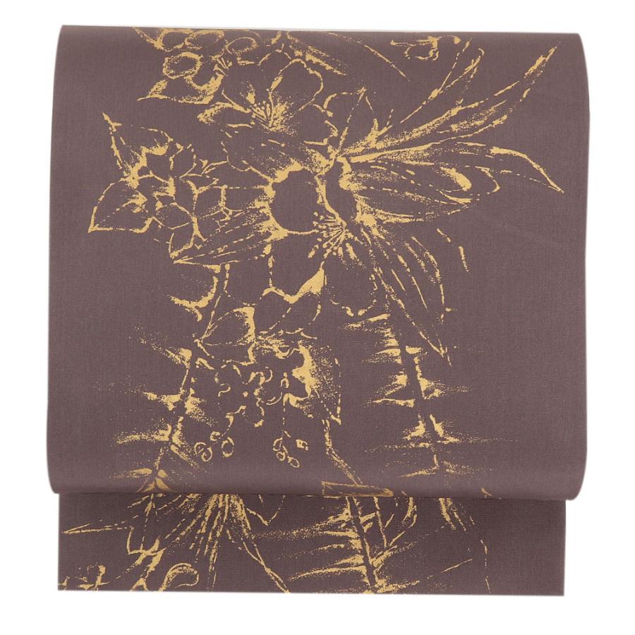 越後おぐに 本松煙 松煙染 小千谷 九寸名古屋帯 紬 未使用品 正絹 夏紬「広巾・越後おぐに・松煙染・ちがい縞」 | MINOKO STORE