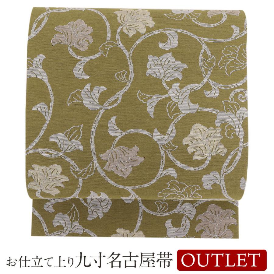 安い購入 名古屋帯 正絹 新品 九寸名古屋帯 アウトレット 渋緑 蔓花 西陣織 木原織物 小紋 紬 長さ 未使用 高質で安価 Www Ladislexia Net