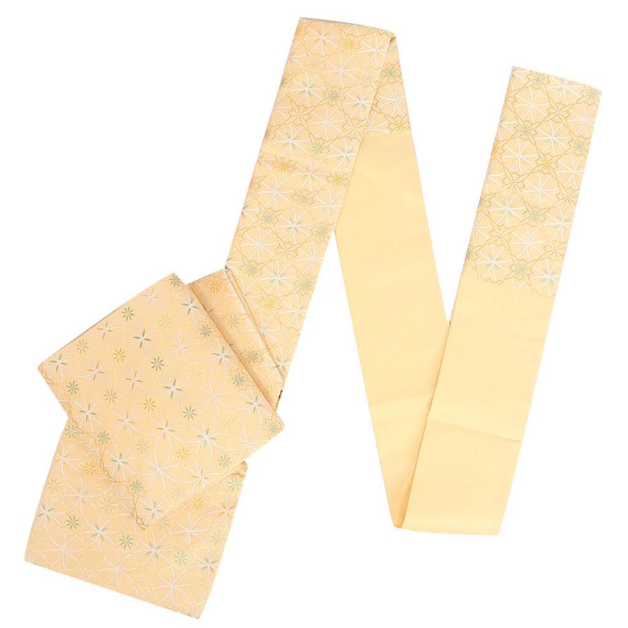 Kisste 名古屋帯 正絹 新品 九寸名古屋帯 薄黄色 西陣織 ふくい