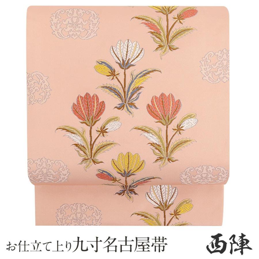 名古屋帯 正絹 新品 九寸名古屋帯 ピンク 花文 SALE 爆買