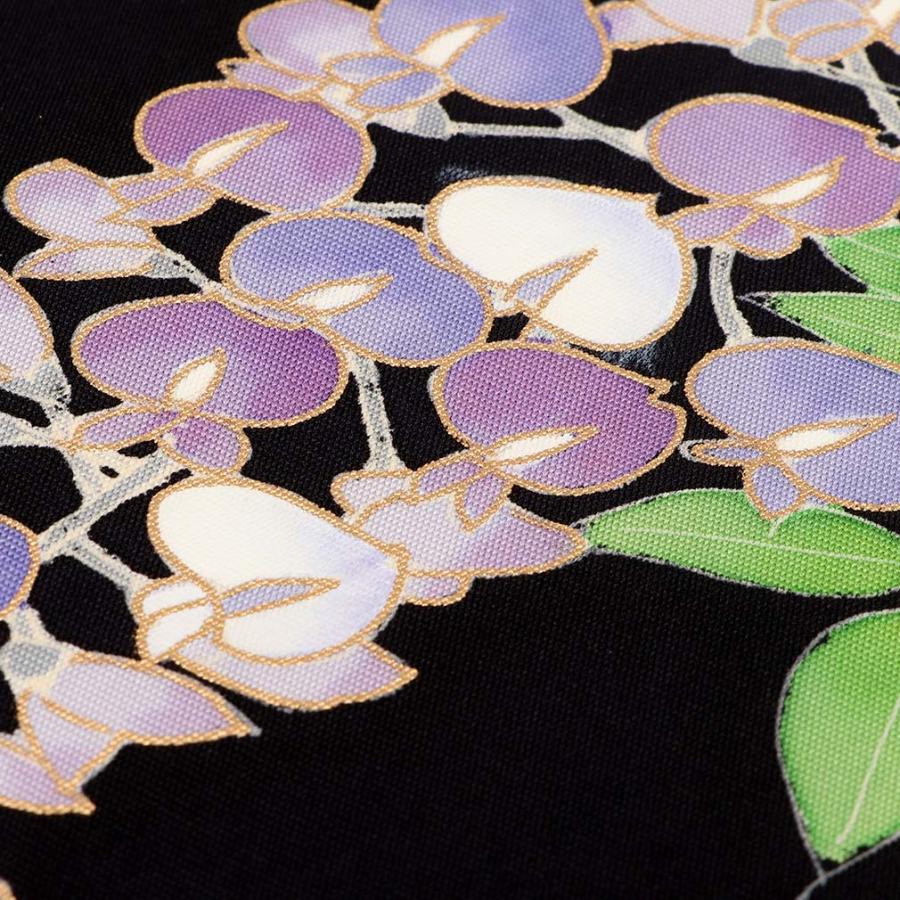 Kisste 名古屋帯 正絹 新品 九寸名古屋帯 黒 藤色 黄緑 吉川染匠