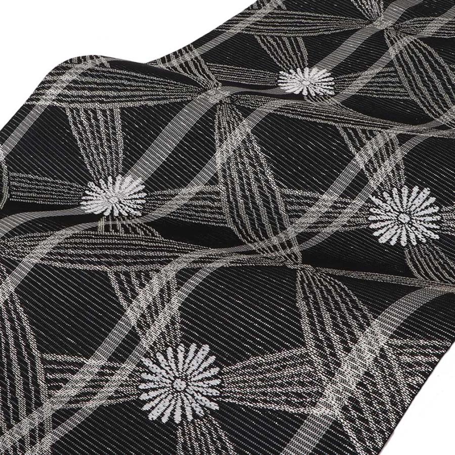 【未使用　晩夏秋向】名古屋帯　秋草　夏紬　帯丈374cm 帯幅31cm Kisste 夏帯 名古屋帯 夏 夏名古屋帯 正絹 新品 九寸名古屋帯 菊