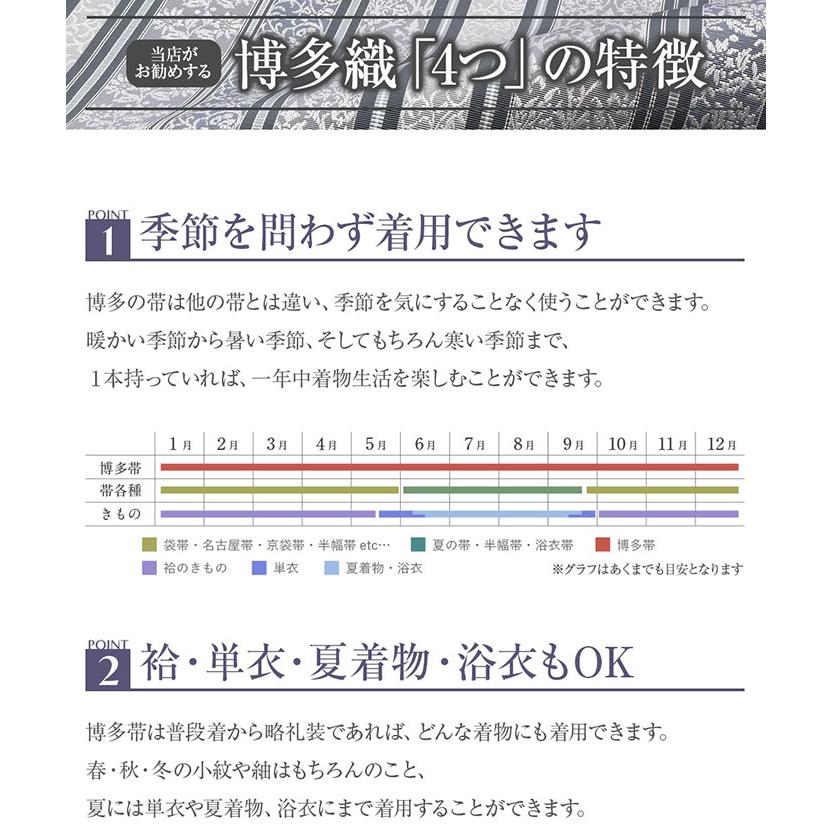 名古屋帯 博多帯 博多織 帯 八寸 黒 献上 桔梗 SALE 爆買の画像