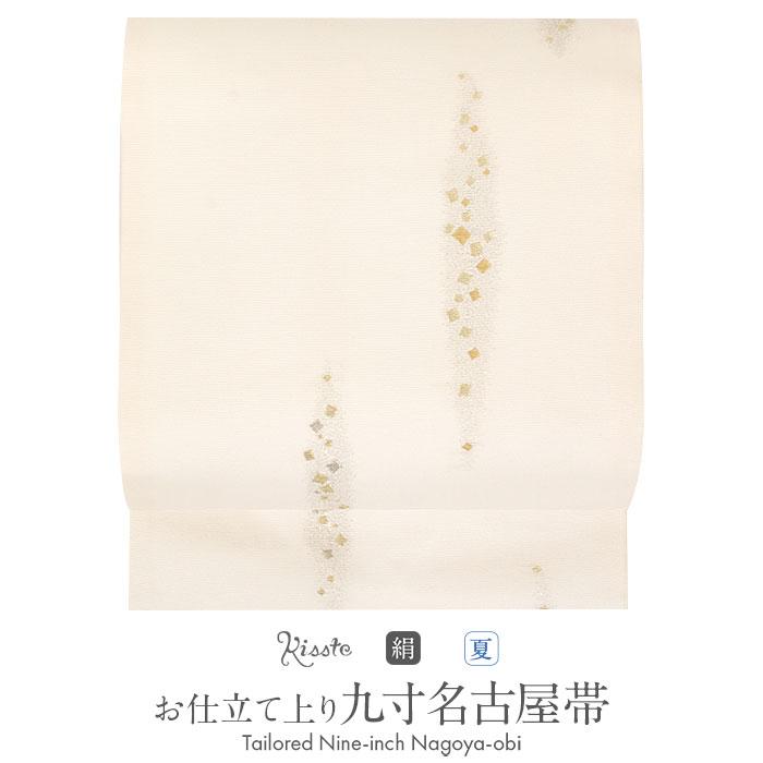 Kisste 名古屋帯 夏 夏名古屋帯 夏帯 アイボリー 白 切箔散らし 織善 