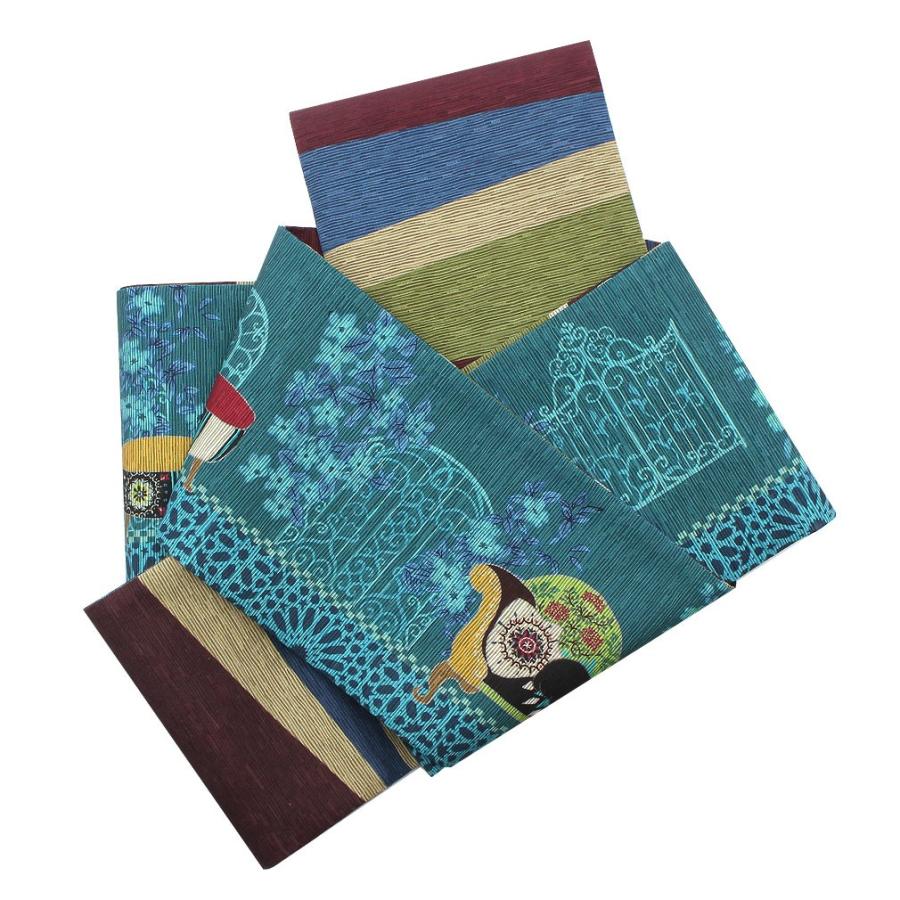 Kisste（キステ） 半幅帯 絹 リバーシブル ターコイズ ジプシー