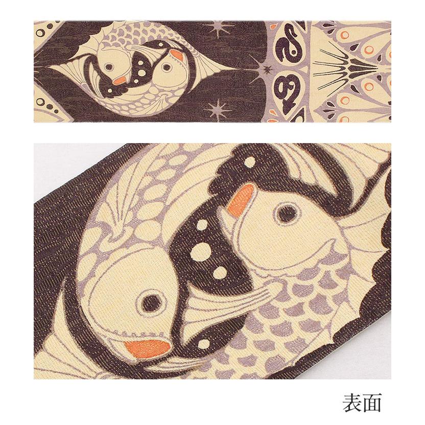 半幅帯 正絹 帯 半巾帯 普段用 濃紫 クリーム SALE 爆買の画像