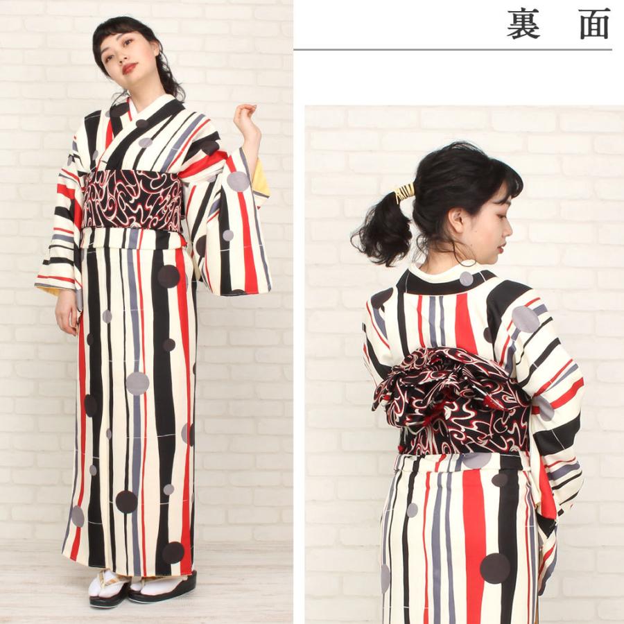 ≪期間限定5％OFF≫ 半幅帯 正絹 リバーシブル 黒 赤 白 麻の葉 波 西陣織 小紋｜kimono-kisste｜06