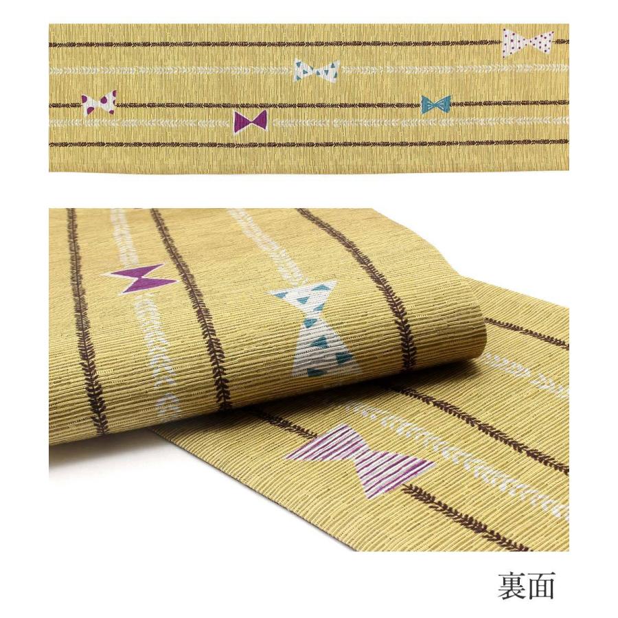 半幅帯 正絹 リバーシブル ベージュ 青緑 濃茶 SALE 爆買の画像