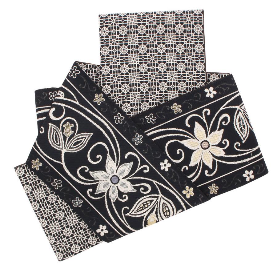 正絹博多織　半幅帯 19 楽天市場】博多織 半幅帯 正絹 黒 帯 本場筑前 小袋帯 ペルシャ