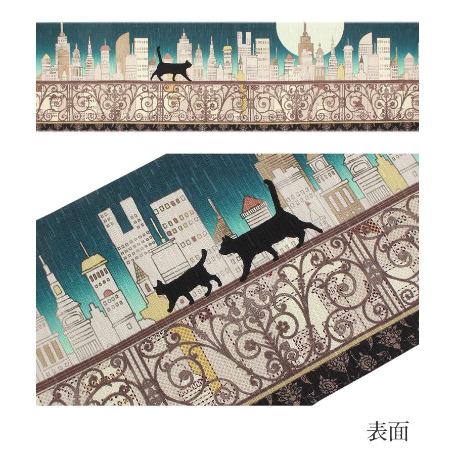 半幅帯 正絹 リバーシブル WAKKA ミッドナイ SALE 爆買の画像
