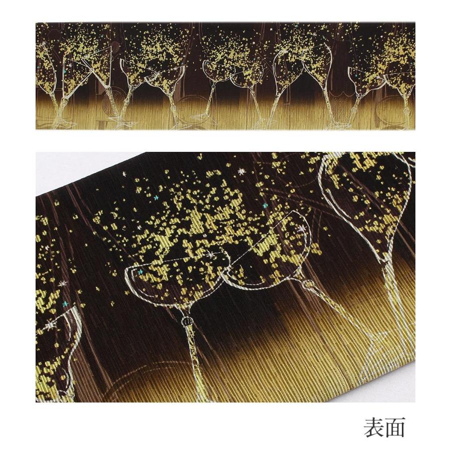 半幅帯 絹 リバーシブル こげ茶 シャンパン 召し SALE 爆買の画像