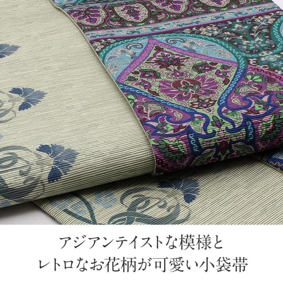 召しませ華 半幅帯 正絹 リバーシブル 召しませ花 紫 モダンオリエント