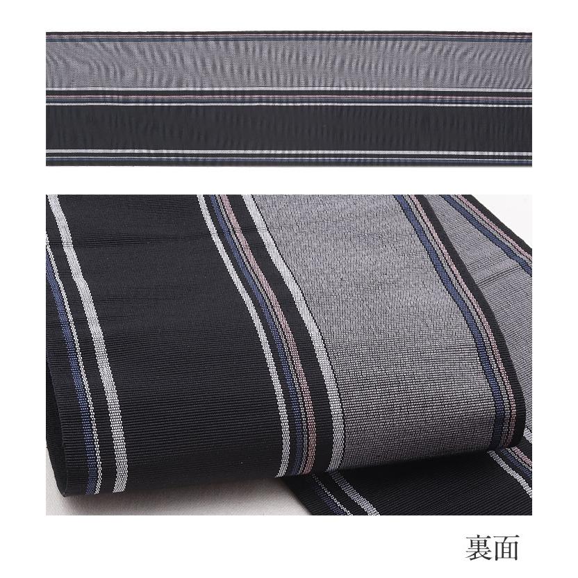 博多織 半幅帯 絹 帯 ブラック グレー 黒 灰 唐花 小野織物 日本製 本場筑前 半巾帯 SALE | Kisste | 03