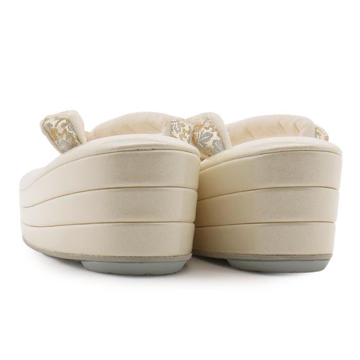 草履 留袖用 訪問着用 レディース 紗織 沙織 L クリーム ゴールド 立涌 花文 合皮  SALE | Kisste | 03