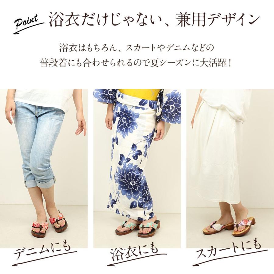 百貨店 サンダル 和柄 レディース 女性 浴衣 下駄 おしゃれ 痛くない 安い L フリーサイズ 黒 10柄 Www Tonna Com