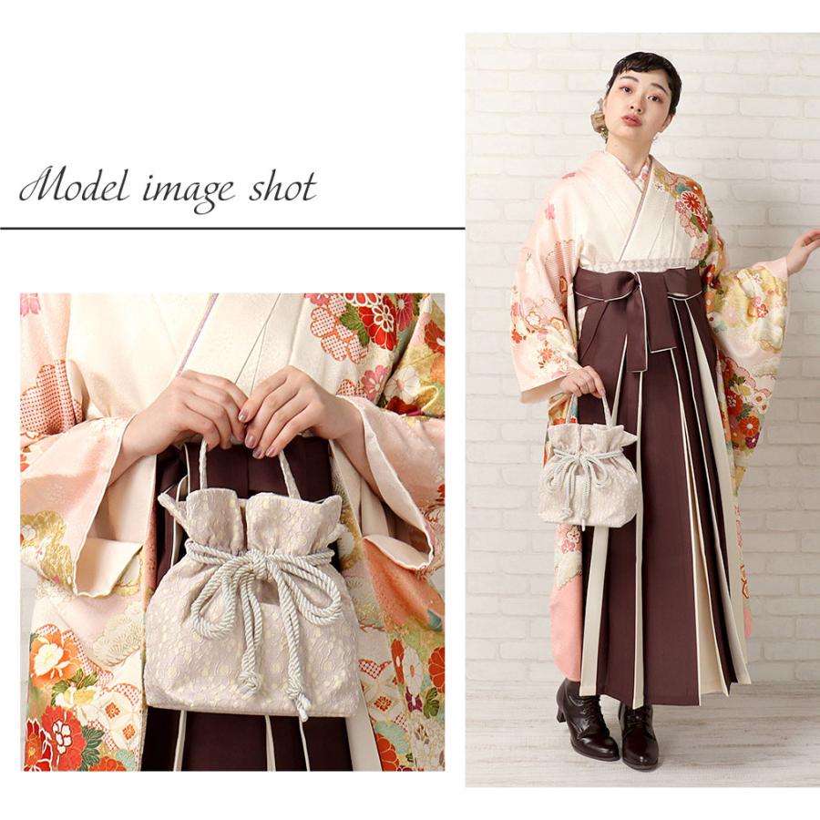 Kisste 巾着 バッグ 袴用 振袖用 レース 紺 グレージュ 白 日本