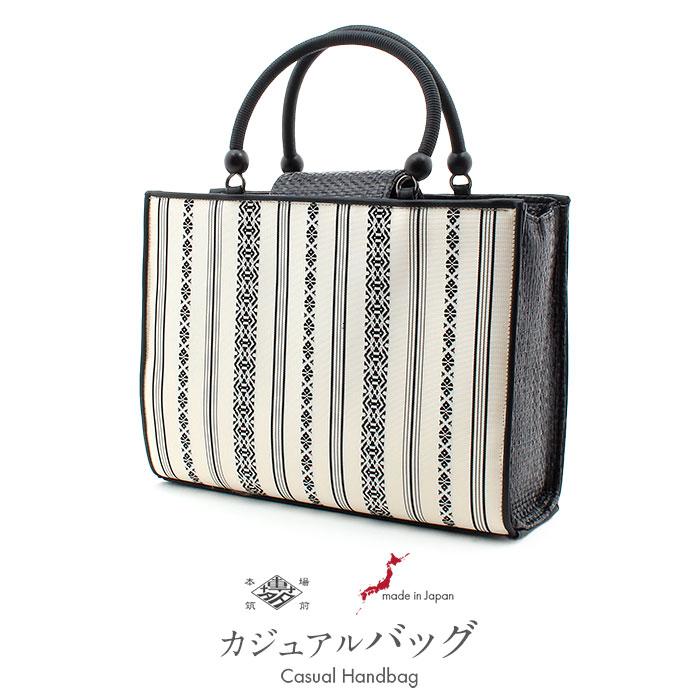 Kisste（キステ） お洒落バッグ 普段用 華三彩 博多織 博多 絹 白 黒