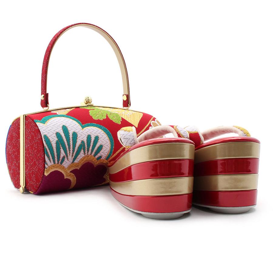 Kisste（キステ） 草履バッグセット 成人式 振袖 厚底 S 小さい 赤 青