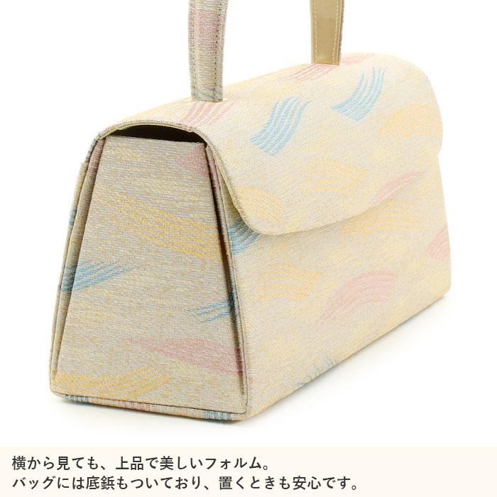 美品❗️和装用バッグと草履セット ゴールド 波模様 Kisste 草履バッグセット 礼装用 L ゴールド 金 波模様 帯地 3枚