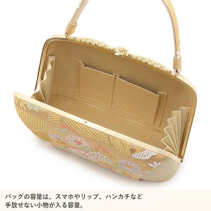 世美庵 和装 振袖用 バッグ・草履セット ゴールドカラー 日本製 振袖 草履バッグセット ブランド 世美庵「ゴールド 雪輪取りに唐華紋