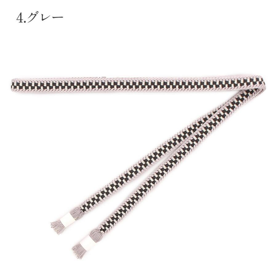 帯締め 青 水色 茶 グレー 緑 白 エンジ 全7色 普段用 伊賀くみひも 正絹 色無地_16