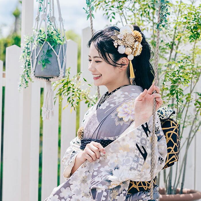 Kisste（キステ） 髪飾り 成人式 振袖 袴 花 赤 白 黒 紫 金 橙 薄金