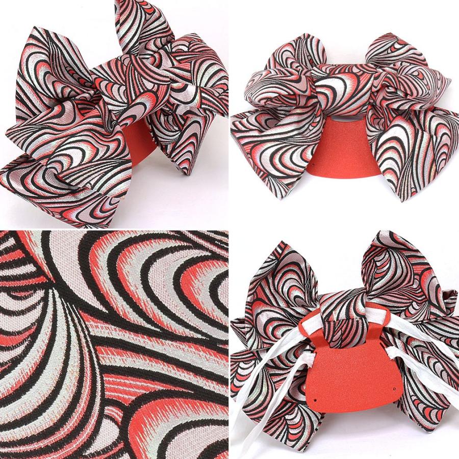 Kisste（キステ） 七五三 作り帯 帯 7歳 女の子 赤 黒 波 花わらべ