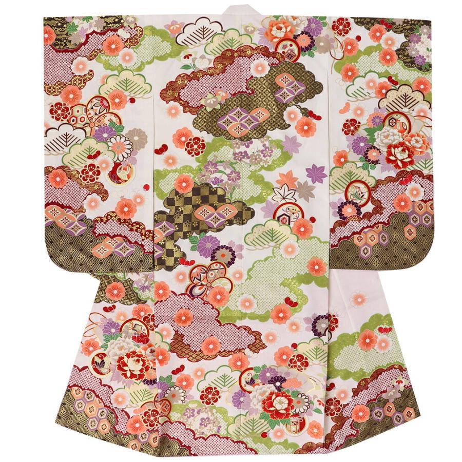 Kisste（キステ） 七五三 着物 セット 7歳 女の子 白 牡丹 吉祥紋様