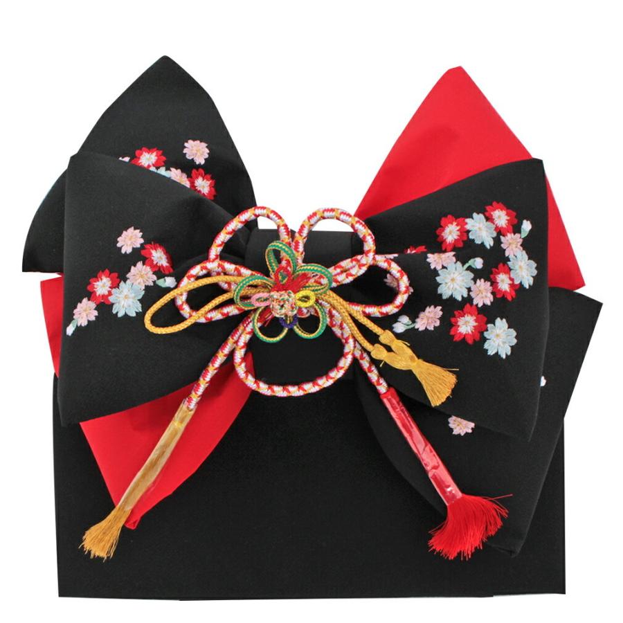 七五三帯小物セット 黒花柄　7歳 七五三 帯&小物セット 七五三帯小物セット 黒花柄 7歳 七五三 帯