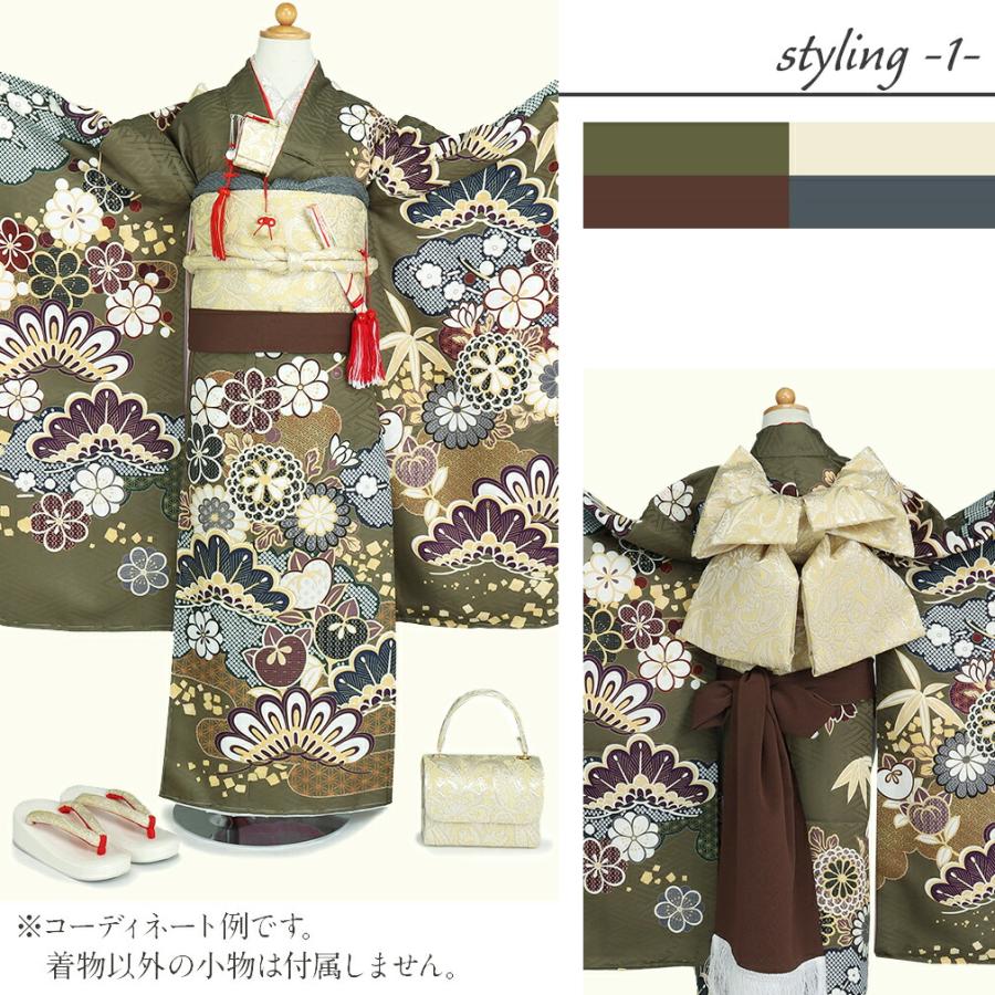 404ag84■七五三 七歳 女児 アンティーク着物＆丸帯 梅 橘■状態良好 七五三 着物 7歳 正絹 フルセット 購入 セット 紅一点 女の子 橘