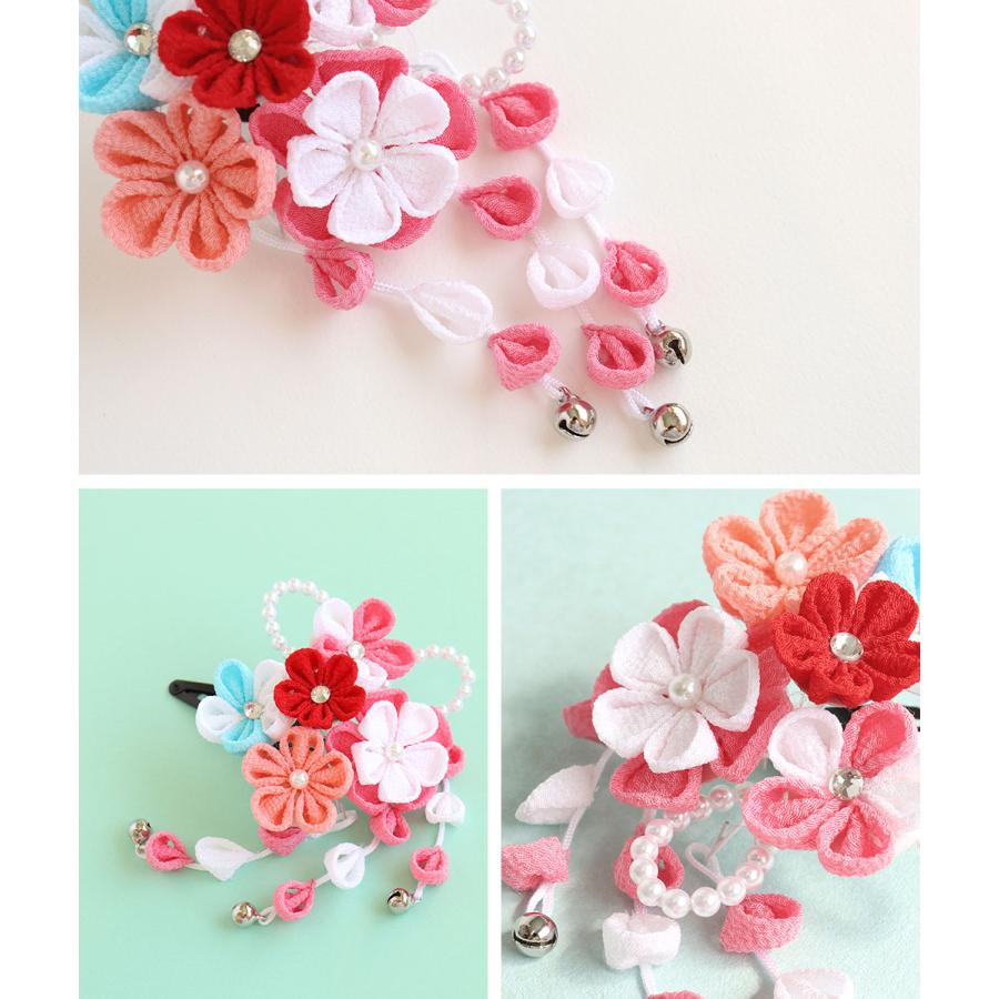 Kisste（キステ） 七五三 髪飾り 3歳 7歳 女の子 1点セット 赤 ピンク