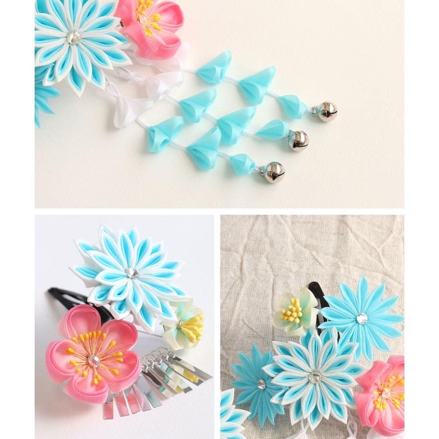 Kisste（キステ） 七五三 髪飾り 3歳 7歳 女の子 2点セット 赤 ピンク