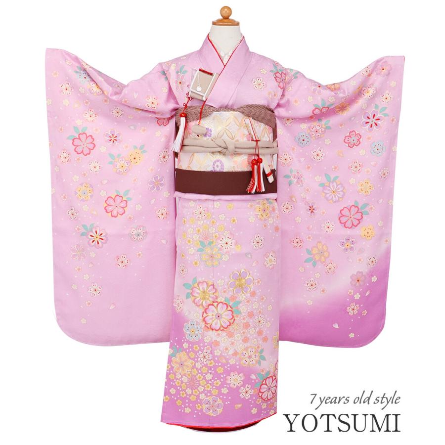 美品七五三セット長襦袢付き四つ身 Kisste 《七五三》 四つ身着物3点セット 着物+長襦袢+重ね衿