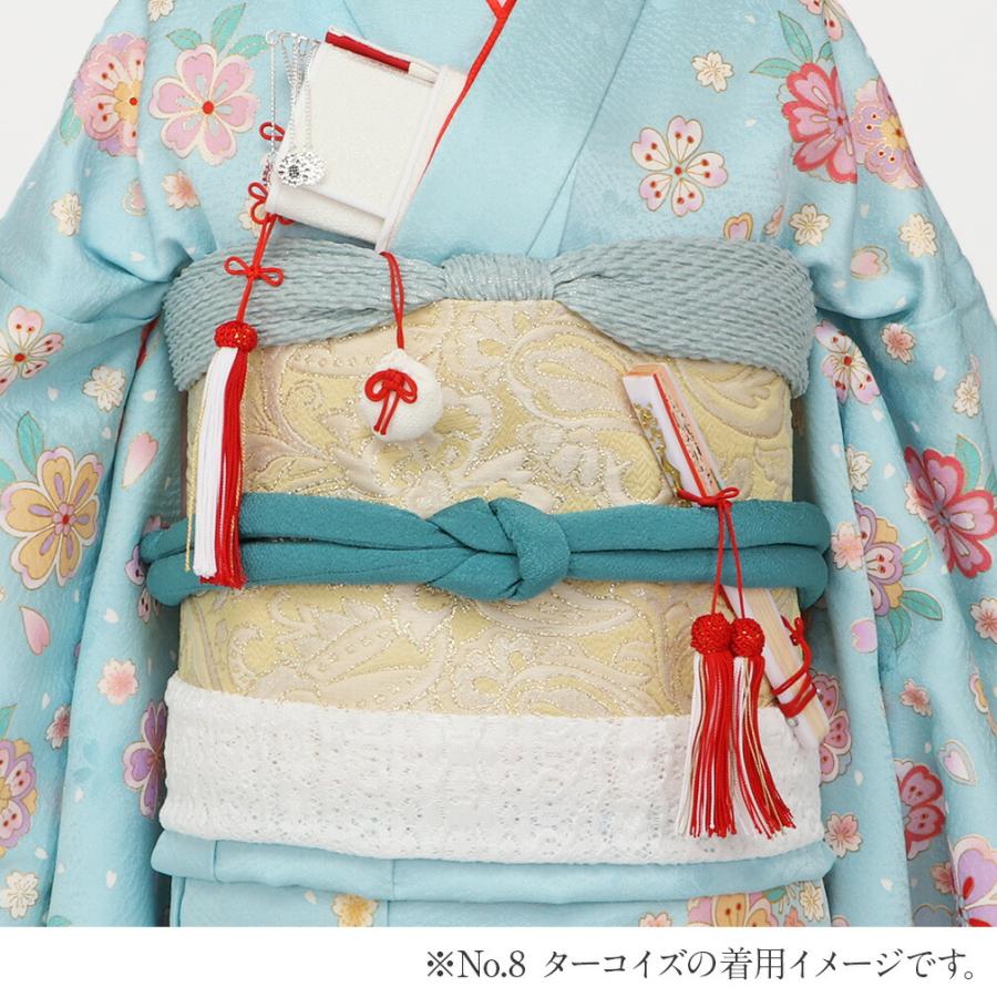 人気の水色♡七五三　7歳　女の子　セット　一式　パール付き帯締め　赤　ピンク 人気の水色♡七五三 7歳 女の子 セット 一式 パール付き帯締め