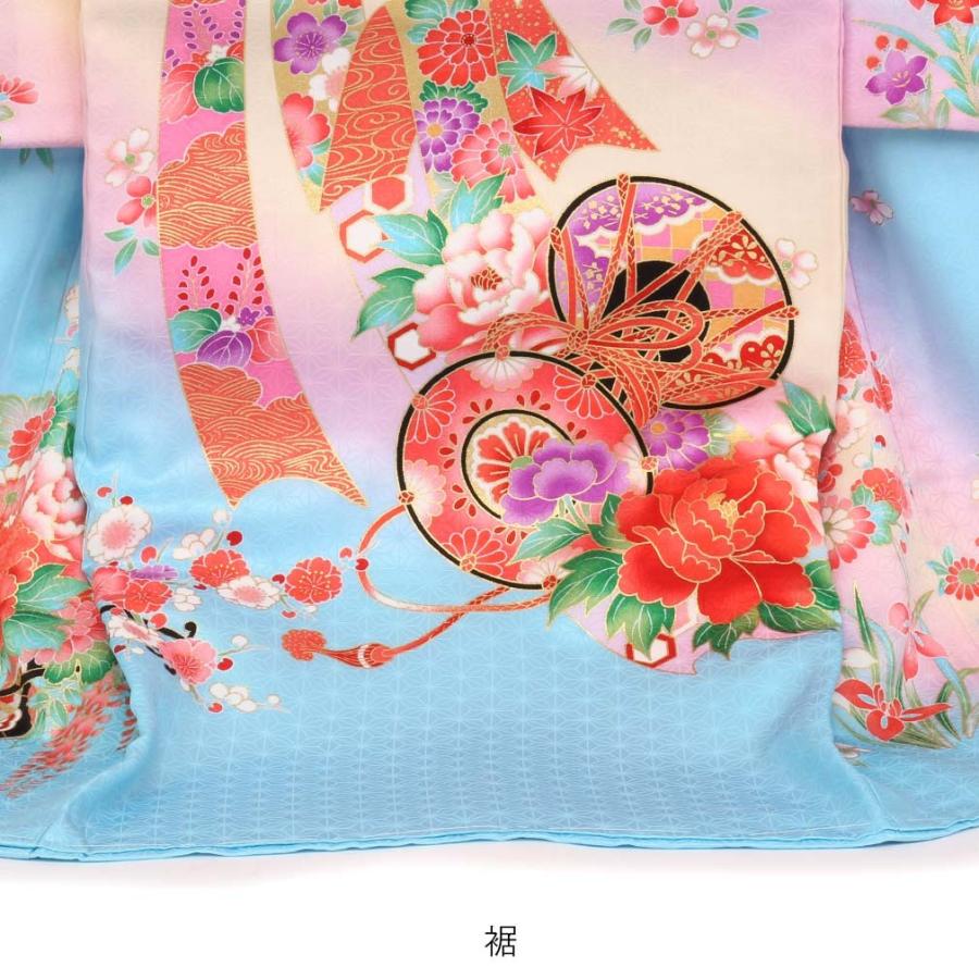 お宮参り 着物 女の子 服装 赤ちゃん 産着 掛け着 祝い着 初着 水色 牡丹に鞠 熨斗目 正絹 8 7 こだわりきもの専門店kisste 通販 Yahoo ショッピング