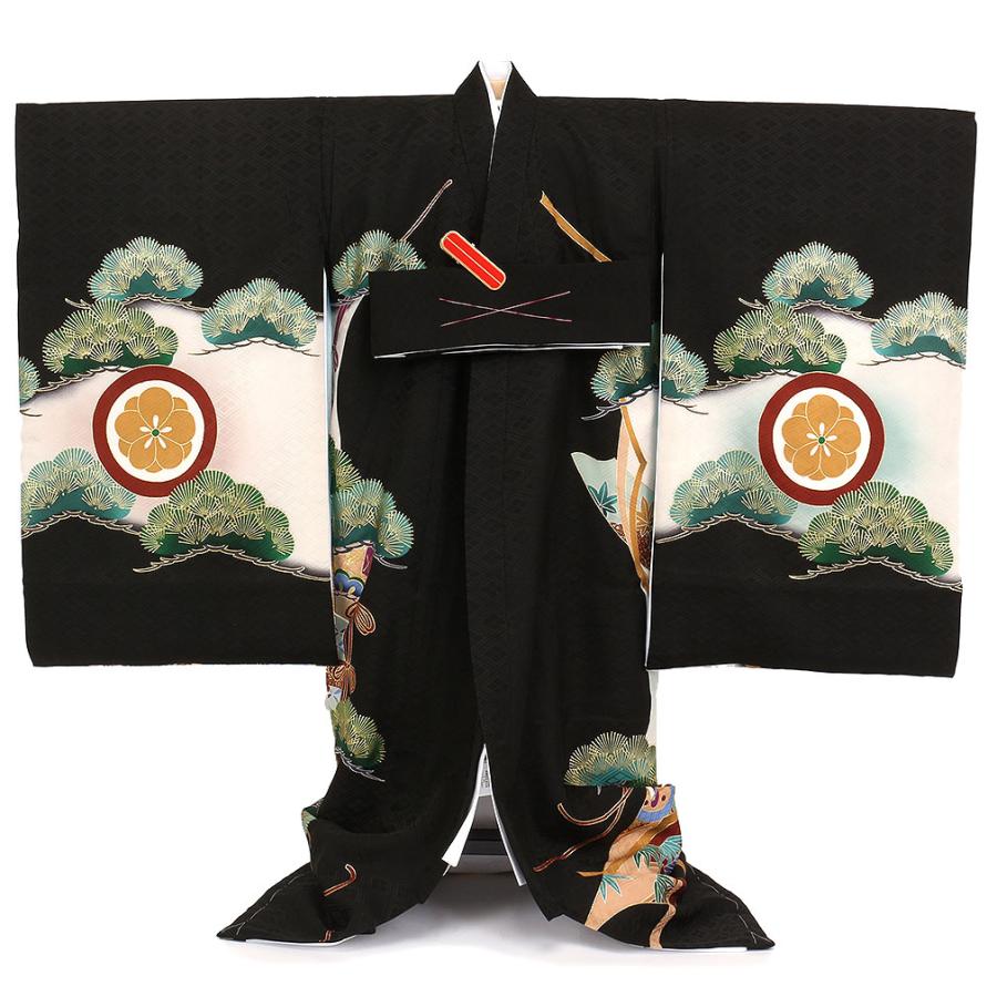 お宮参り　男児　着物　黒地 お宮参り 男の子 着物 正絹 日本製 赤ちゃんのお祝い着 （初着