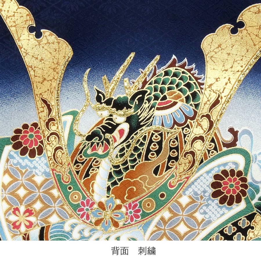 0歳祝着　お宮参り　男児用　　新品未使用　濃紺　兜 楽天市場】お宮参り 着物 男の子 絹 正絹 掛け着 産着 紺 兜に鷹