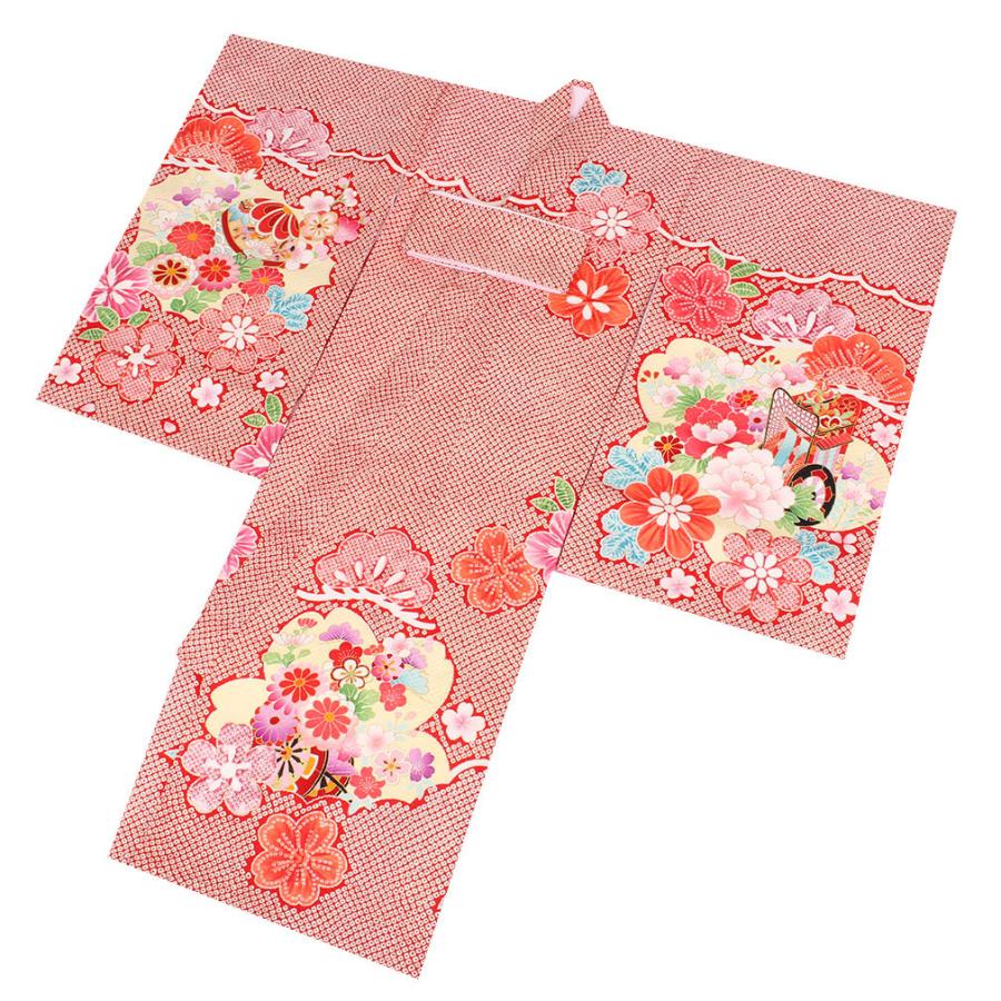 匿名！送料無料！ お宮参り 着物 女の子 服装 赤ちゃん 産着 掛け着 祝い着 初着 赤 鈴 鹿の子 正絹 【NAN9081902891】(32283円)