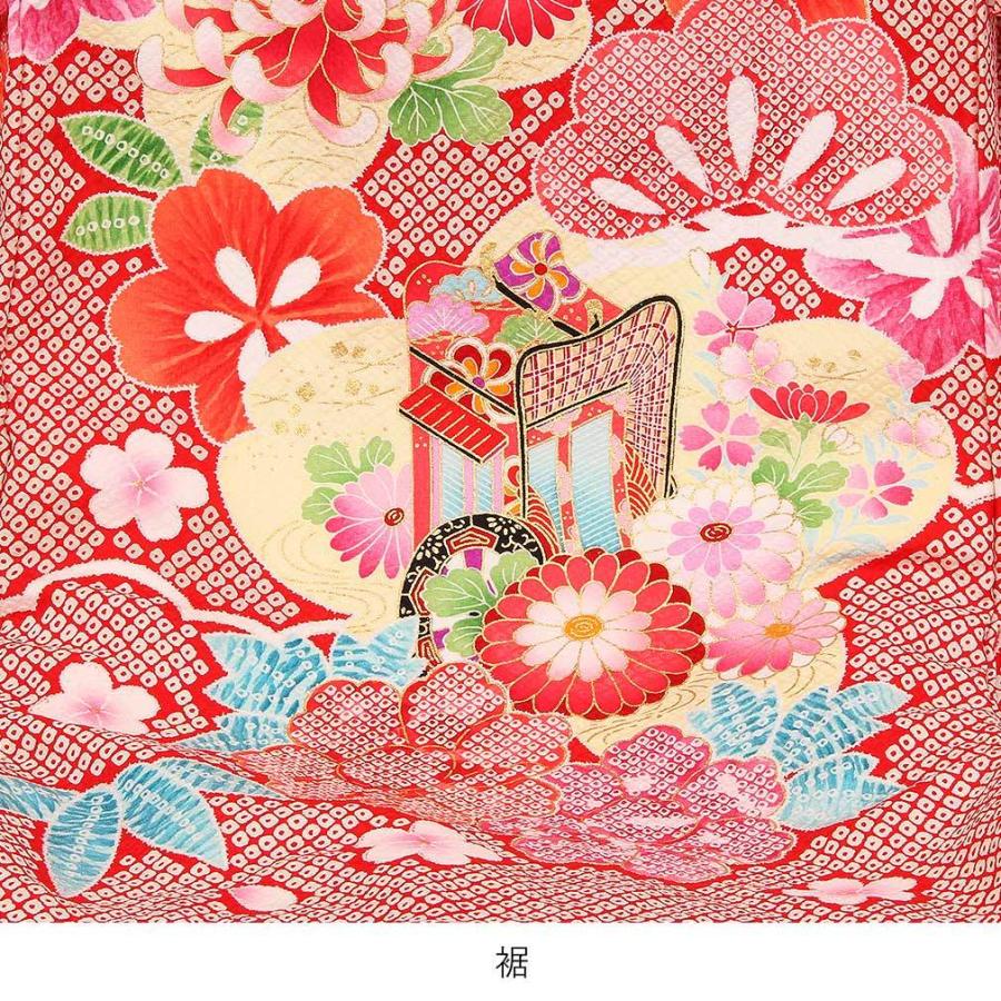 匿名！送料無料！ お宮参り 着物 女の子 服装 赤ちゃん 産着 掛け着 祝い着 初着 赤 鈴 鹿の子 正絹 【NAN9081902891】(32283円)