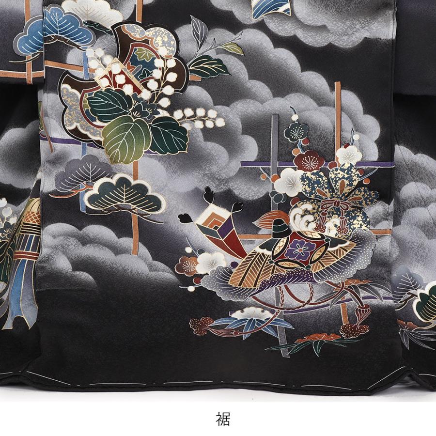 お宮参り 男児 祝い着 掛け着 熨斗目 鷹 黒◎美品 Kisste お宮参り 着物 男の子 服装 赤ちゃん 産着 掛け着 祝い着