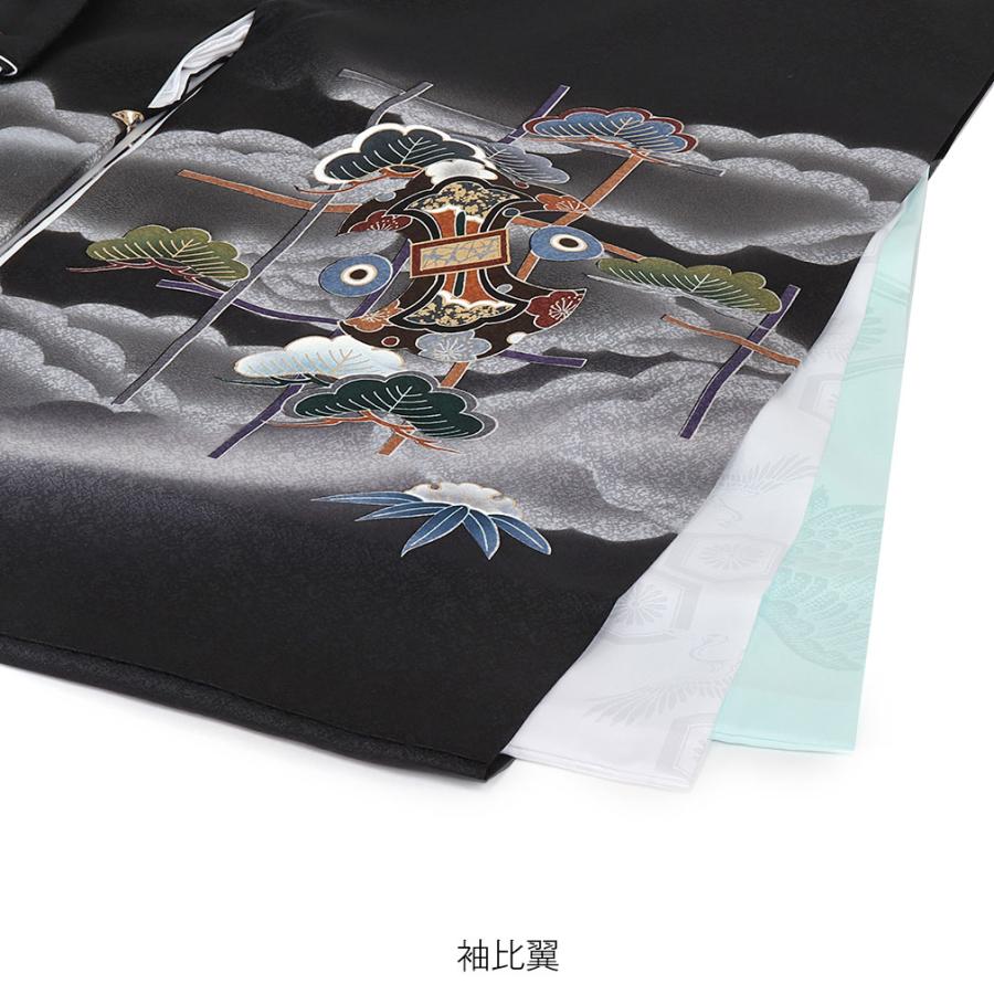 お宮参り 男児 祝い着 掛け着 熨斗目 鷹 黒◎美品 Kisste お宮参り 着物 男の子 服装 赤ちゃん 産着 掛け着 祝い着